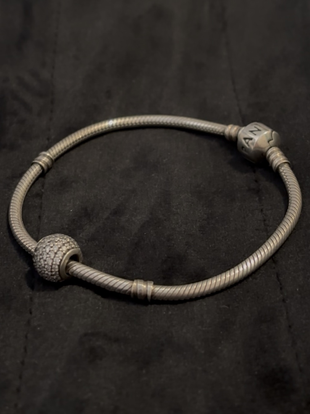 💎PANDORA - Silver 8” Bracelet with Charm
